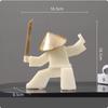 Cartoon Character Sculpture Samurai Swordsman Figure Figurine Resin Handicrafts Geometric Cartoon Figure Home Decoration