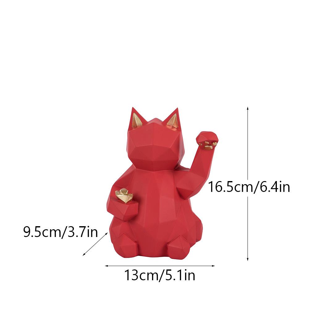 European Matte Geometric Lucky Cat Fine Ornament Living Room Tabletop Home Use Decoration Resin Craft Store Opening Gift Idea