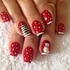 Festive Christmas Themed Red Fake Nail Short Square Press On Nail Christmas Snowflakes Short SquareDesign Manicure Kit