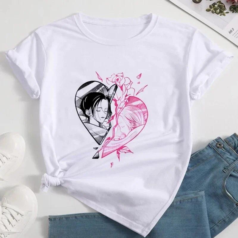 Nana Japanese Anime Summer Short Top T-shirt Women's Heart Pattern Anime T-shirt White Short Sleeve Casual Harajuku T-shirt Top