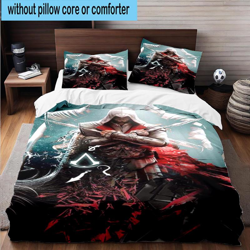 1PC Assass Warrior 3pcs Bedding,Including 1pc Duvet Cover And 2pcs Pillowcases Perfect for Christmas,Ideal for Bedroom, Dormitory