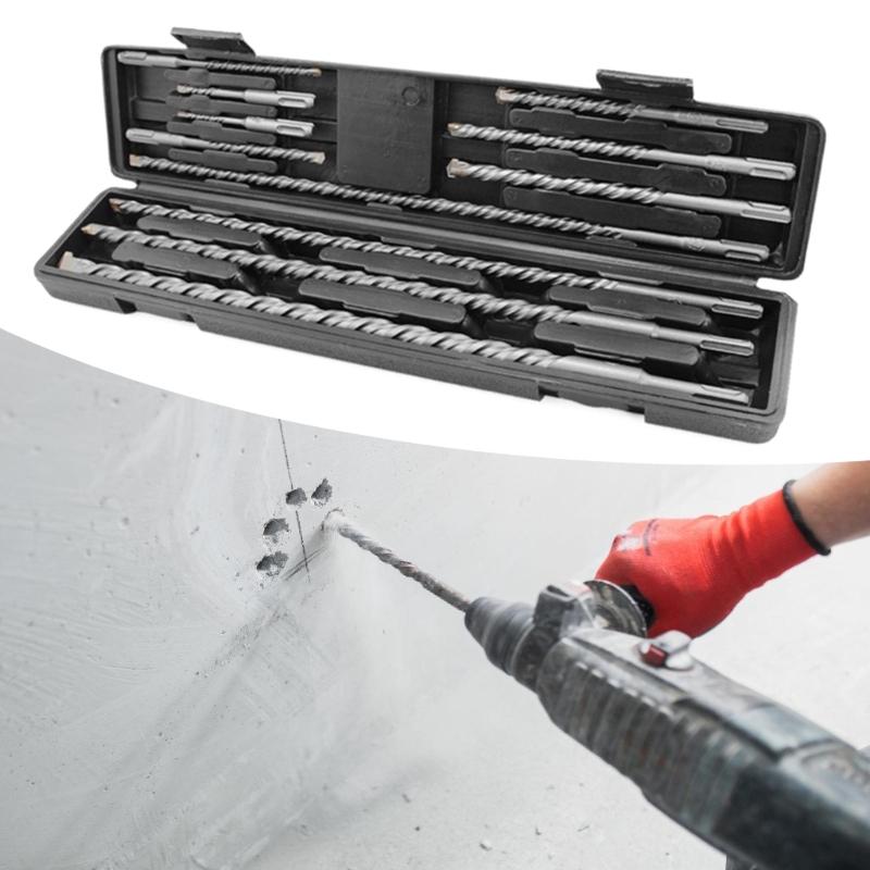 11Pcs Electric Hammers Drill Bit for Cement Concrete Brick and Stone Wall Drilling Quick Changing Drill Bit Woodworking