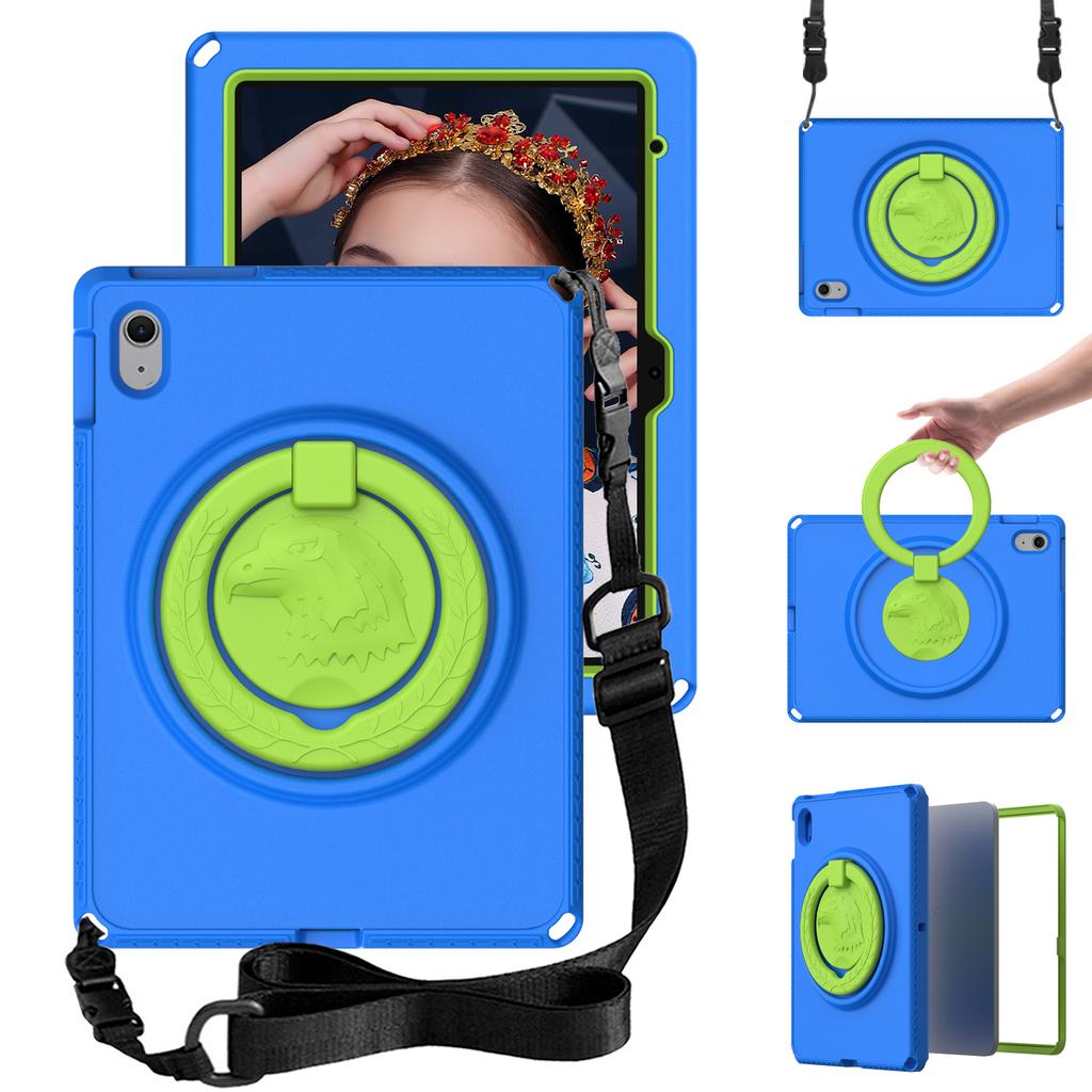 For iPad (2025)/10.9 (2022)/Air 11 (2025)/(2024) Case Eagle Pattern Rotating Kickstand Tablet Cover with Shoulder Strap