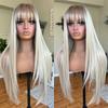 White Wig With Bangs Body Wave Lace Fornt Wig Synthetic And Blend Premium Fibre Heat Resistant Cosplay Pre Plucked For Women