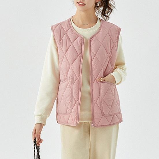 Women's Quilted Vest Casual Sleeveless Coat Fleece Lined Zip Up Jacket Autumn Winter Warm Outerwear with Pockets