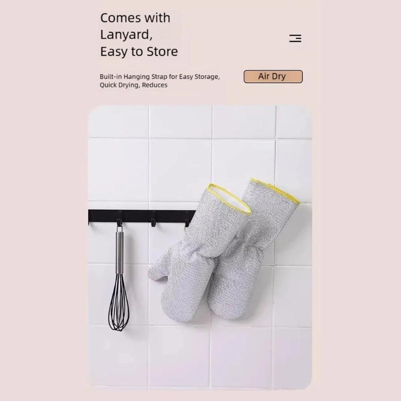 10Pieces Steel Wire Cleaning Gloves with Extended Long Design for Safe Scrubbing and Household Dishwashing Tasks