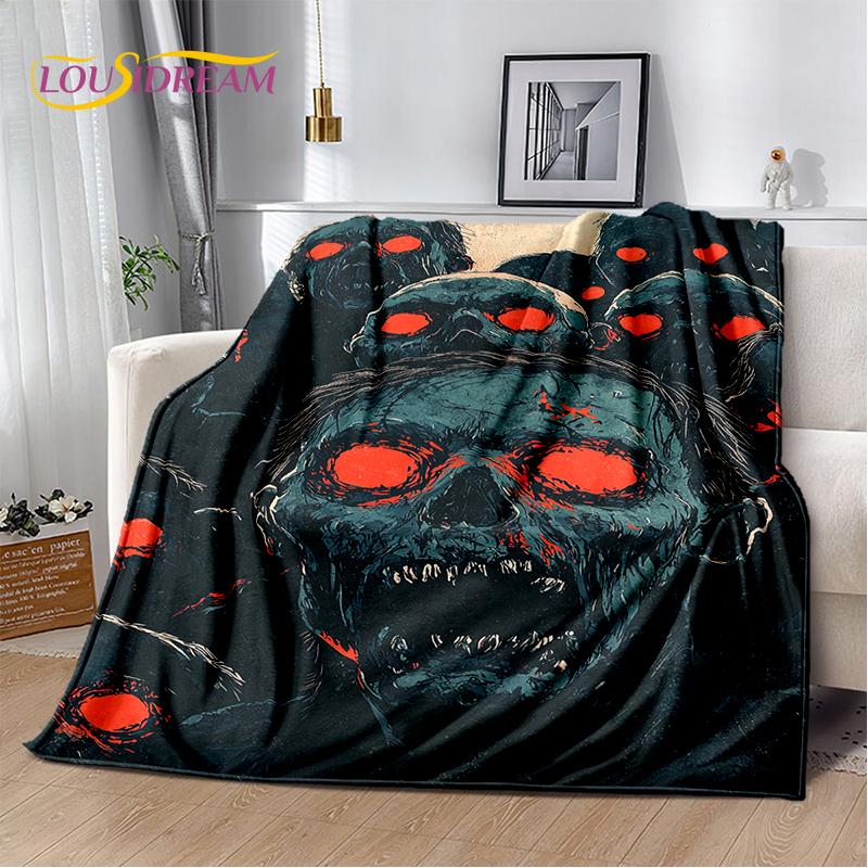 2025 New Gothic Horror Character Skull Ghost Soft Blanket,Soft Throw Blanket for Home Bedroom Bed Sofa Picnic Travel Child Gift