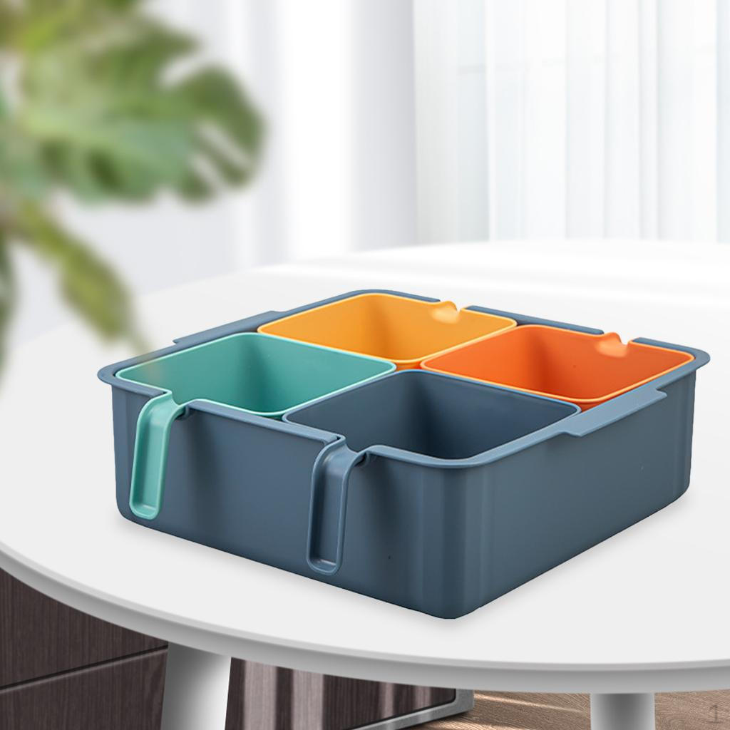 Drain Basket Kitchen Strainer Multifunction Washing Strainer, Double Layered for Fruits синий