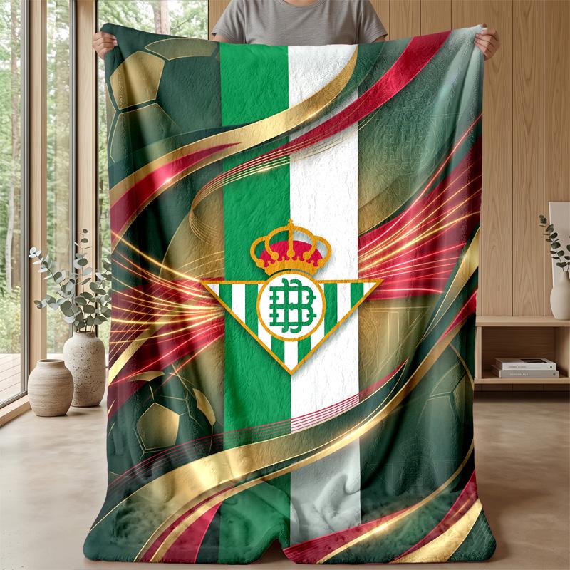 Real Betis Football Print Flannel Blanket, Soft Warm Lightweight Throw Blanket for Sofa Bed Camping