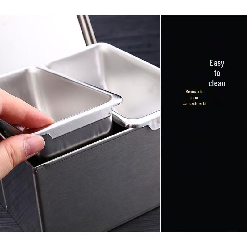 SPSR Stainless Steel 6-Compartment Condiment Organizer with Lid