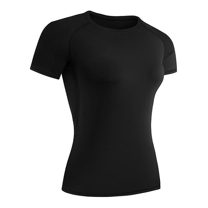 Damen Kompressionsshirt Kurzarm Sportliches Yoga Lauf T-Shirt Sommer Fitnessstudio Workout Schnelltrocknend Dehnbares T-Shirts Oberteile Baselayer