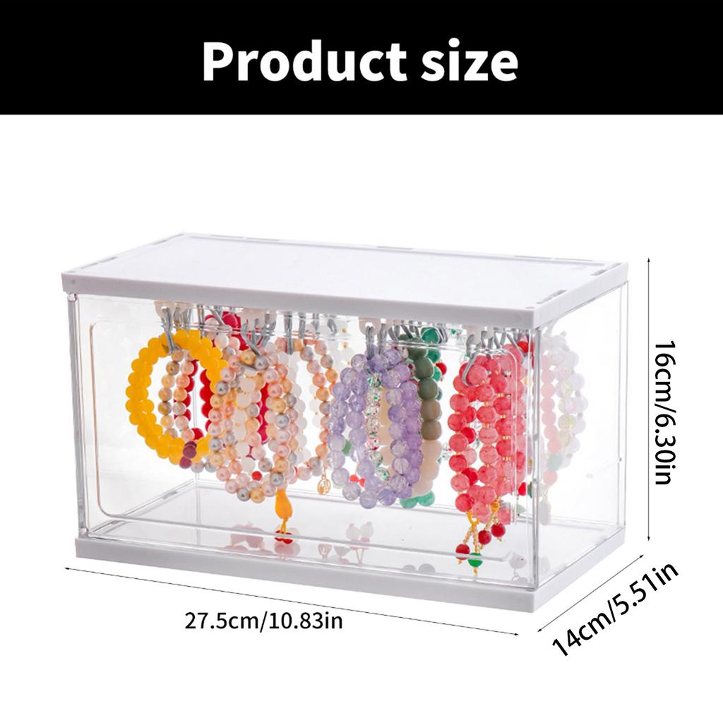 Acrylic Jewelry Organizer with Rails and Hooks Clear Earring Storage Case for Necklaces and Rings Bracelets Holder