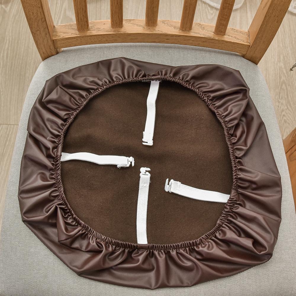 Chair Seat Covers PU Leather Square Chair Cushion Cover Waterproof Kitchen Removable Dining Room Upholstered Seat Slipcovers