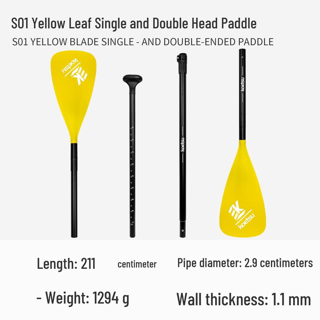 KOETSU Surf Paddleboard Dual-Use Aluminum Paddle: Single/Double Head Kayak & Paddleboard Paddle