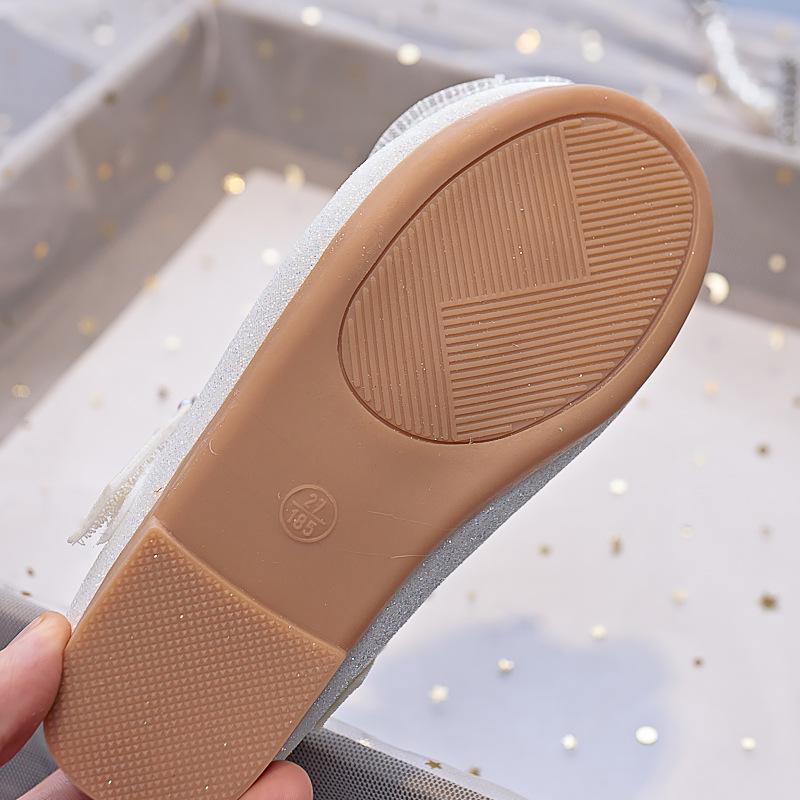 2025 Herbst Neue Koreanische Stil Strassstein Schleife Leder Schuhe für Mädchen – Weiche Sohle Prinzessin Performance Schuhe
