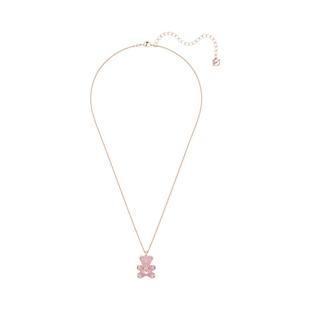 (W) Swarovski Teddy Pendant Bear Pink Rose Gold Plated