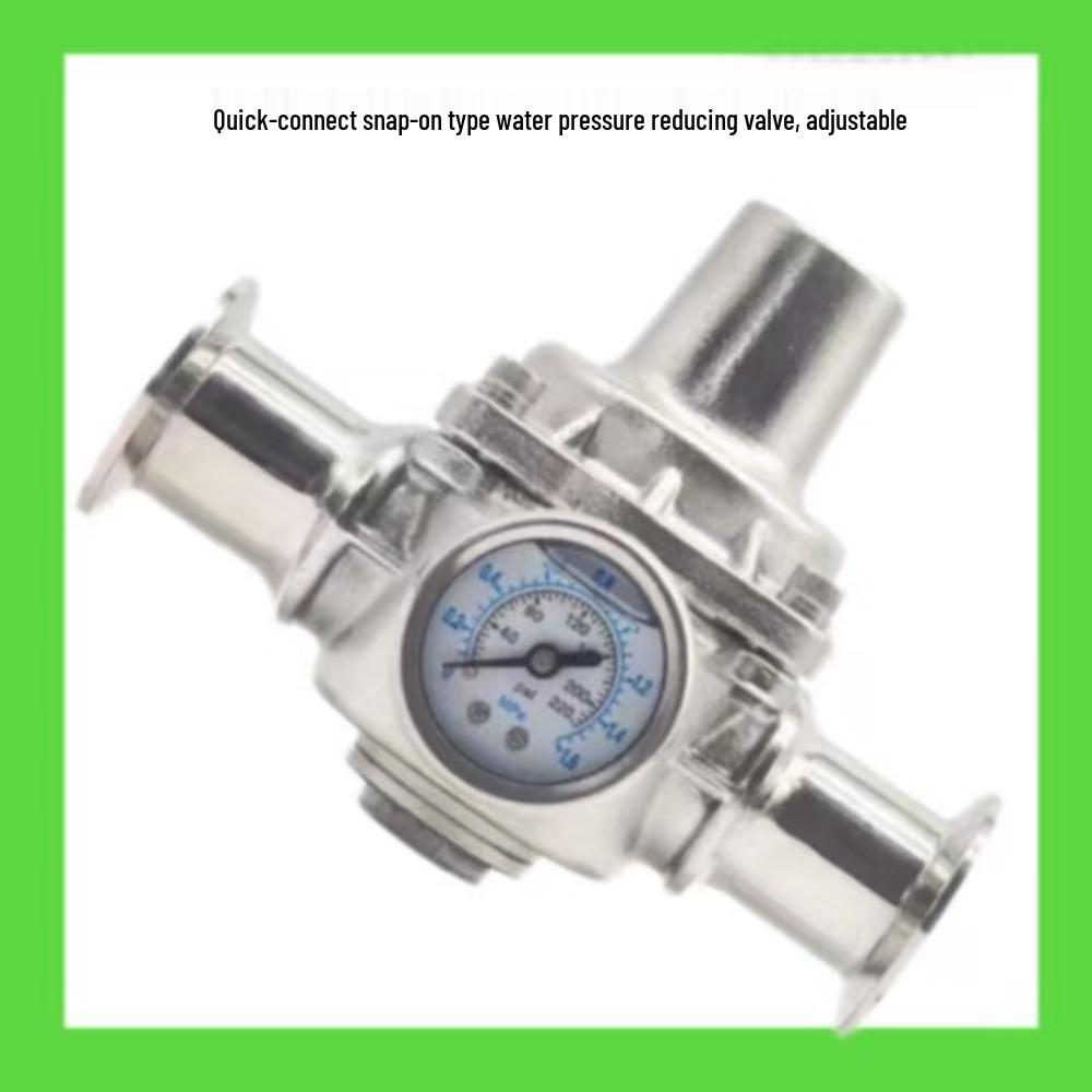 

Stainless Steel Adjustable Quick Connect Water Pressure Reducing Valve, Chuck Type, Sizes DN20 to DN50. DN15 without Gauge Clamp 50.5