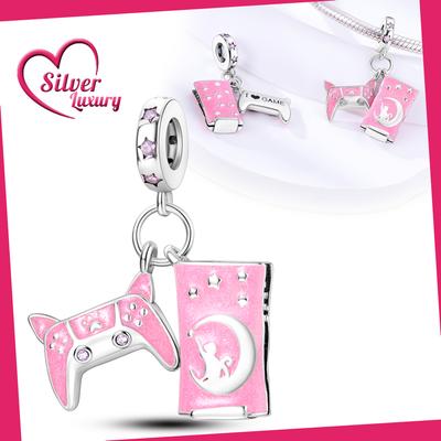 Charms Copper Pink Game Console Controller Pendants Fit Charms Plata Original Bracelet Beads Women Jewellery Making Diy