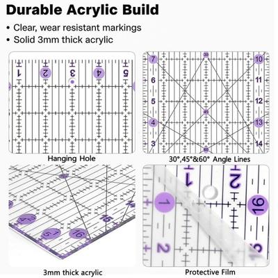 Drawing Tool Acrylic Material Patchwork Ruler Rectangle Drawing Sewing Rulers Patchwork Design Making Drawing Ruler Fabric Work