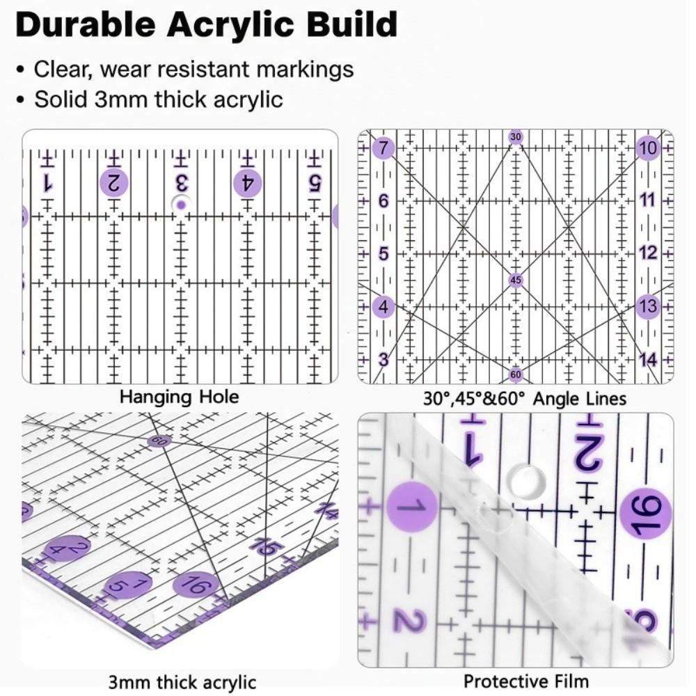 Drawing Tool Acrylic Material Patchwork Ruler Rectangle Drawing Sewing Rulers Patchwork Design Making Drawing Ruler Fabric Work