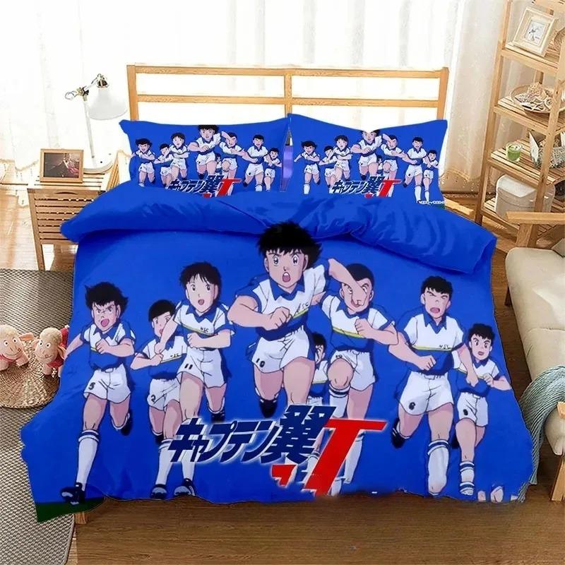 Comforter Cartoon Football Captain Tsubasa Bedding Set Adult Boys Girls Bedroom Decoration Single Double Size