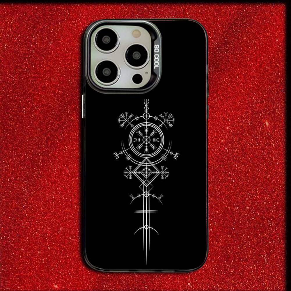 V-Viking V-Vegvisir Navigation Compass Phone Case For iPhone 16,15,14,13,12,11,Mini,Pro,E,SE4,MAX Candy Matte Black Cover