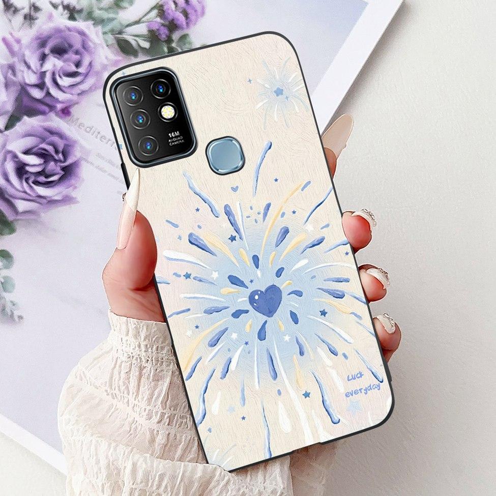 For Infinix Hot 10 Case Silicone Cute Cat Fashion Flowers Luxury Painted Back Cover For Inifnix Hot 10 Phone Case X682B X682C
