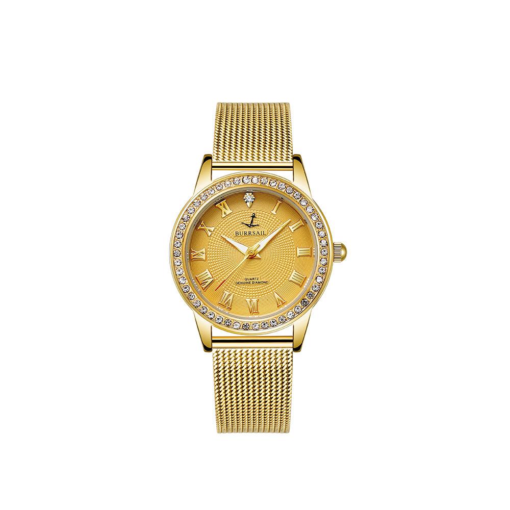 Waterproof Women S Watch With Diamond Roman Face Women S Belt Steel Belt Five-Piece Set Bracelet Necklace Set Watch