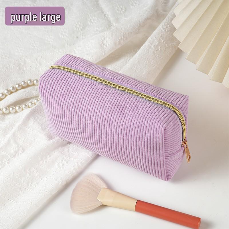 Korean Style Corduroy Pencil Case for Women, Large Capacity, High-Value Appearance, Versatile for Stationery or Makeup Brushes