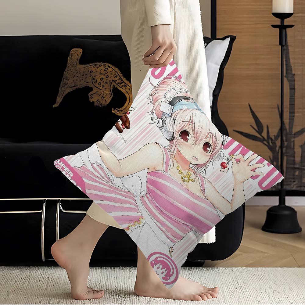S-Super S-Sonico Pillow Cover For Bedroom Room And Living Room Sofa Decorative Cushion Cover