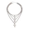 Diamond-set Love Cross Pendant Jewelry Multi-layer Necklace Light Luxury High-grade Full Diamond Collarbone Chain