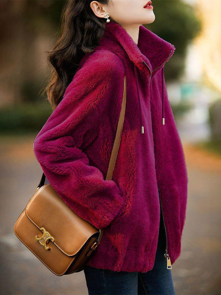 Women's Double-Sided Coral Fleece Jacket - Thick, Fleece-Lined Cardigan for Autumn/Winter