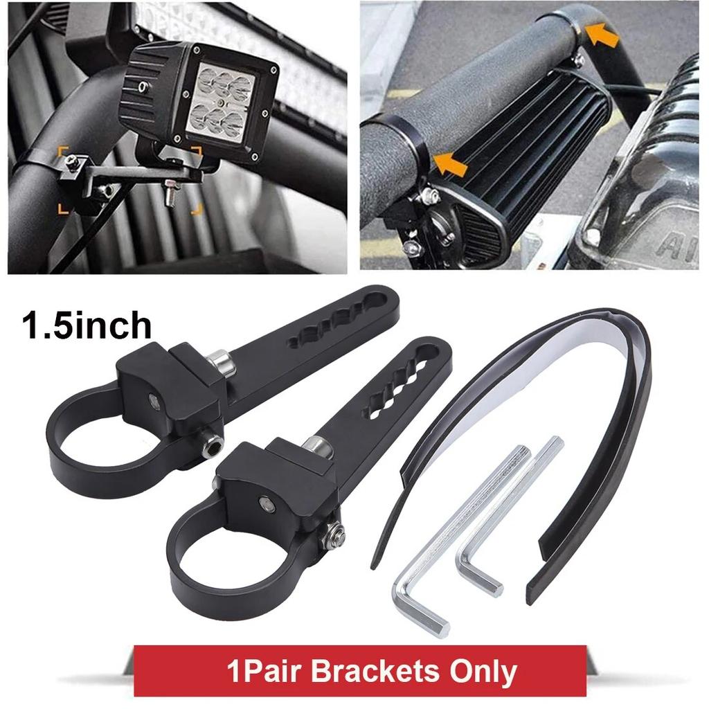 1Pair Car Led Light Bracket Driving Headlamp Holder Universal Bullbar Tube Bar Engine Hood Roof Rack Luggage Bar Lamp Clamp