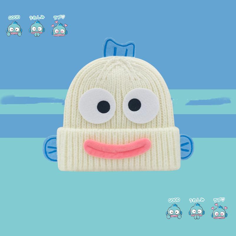 Cute funny ugly fish hat women's autumn and winter warm thickened ear protector hat knitted wool hat student new cold hat
