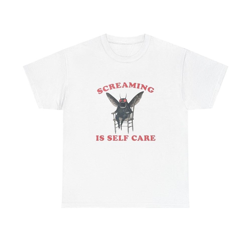 Screaming Is Self Care Funny Graphic T Shirt NEW Heavy Cotton Tee
