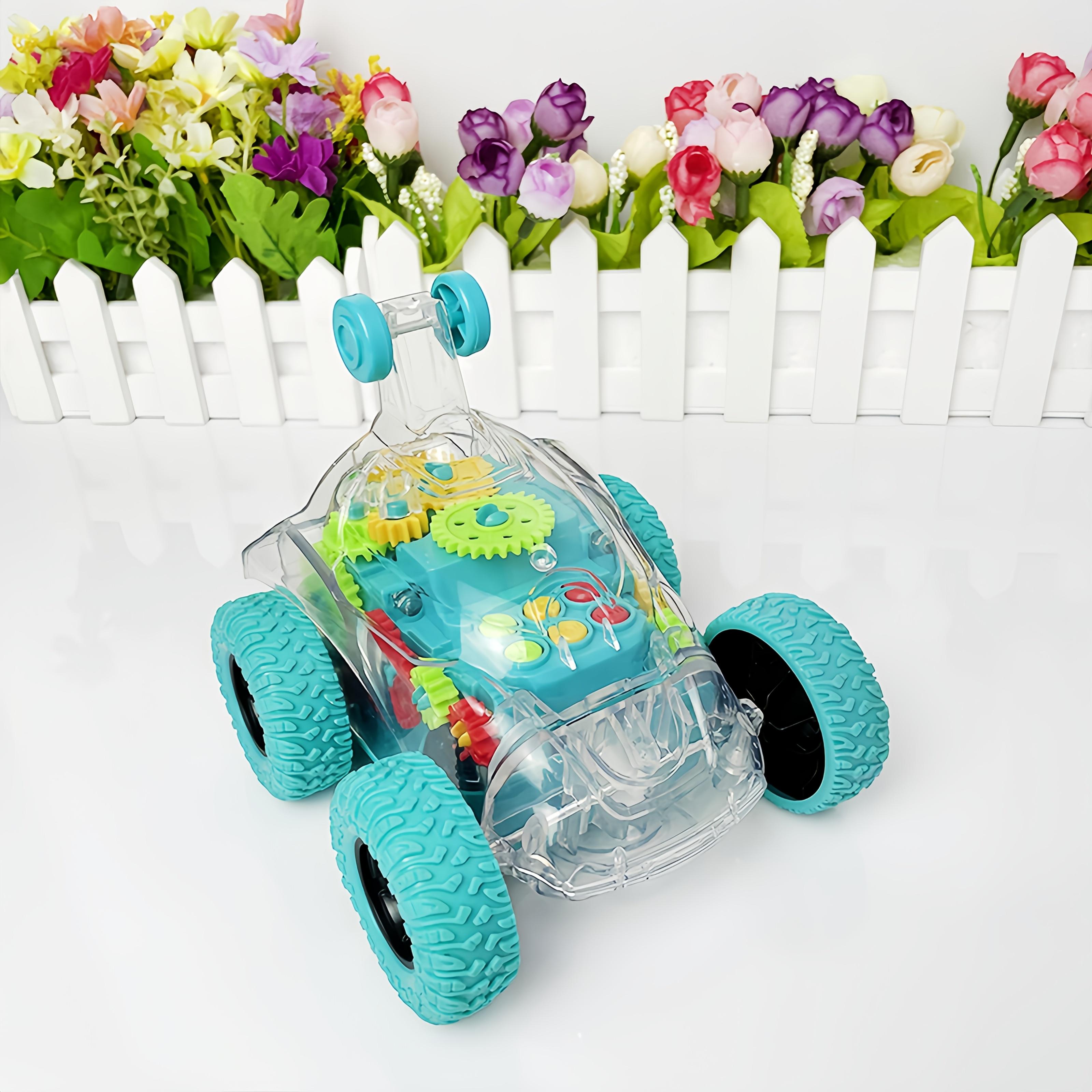 

360° Rotating Stunt Dump Truck Toy Durable Crash Resistant with Lights Music, Battery Powered ,No Batteries Included, for Holiday, Birthday Gifts зелёный