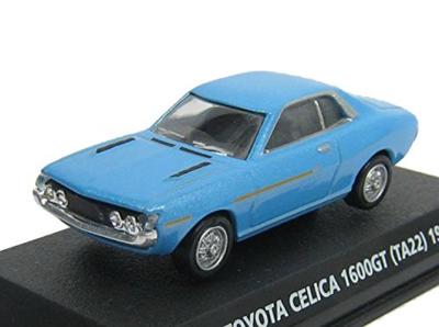 Konami Vydáno z tisku Slavná sbírka aut Toyota Celica 1600GT Model TA22 1970 Modrá Metalíza 1/64 Sv.1