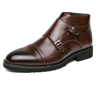 Męskie buty Chelsea Retro buty wizytowe Modne botki do kostki ze sprzączką dla mężczyzn Formalne buty biznesowe Eleganckie oksfordy socjalne
