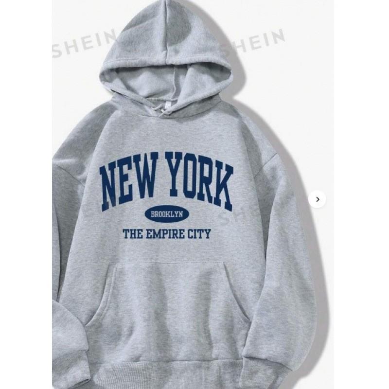 Casual Loose Hooded Sweater Fashion Print