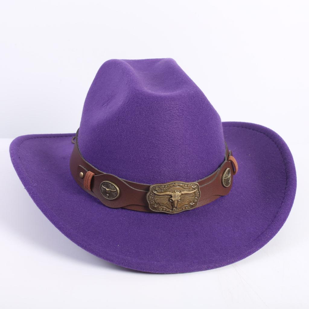 Popular European and American Fashion OL Style One-word Cowboy Hat Men's and Women's High-end Top Hat Jazz Hat Felt Hat