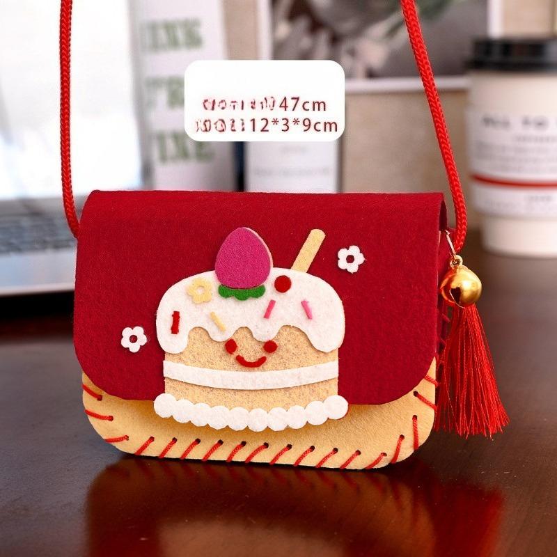 Christmas Handmade Felt Crossbody Bag, Children's Cartoon Non-woven Fabric Coin Purse, Christmas Candy Backpack