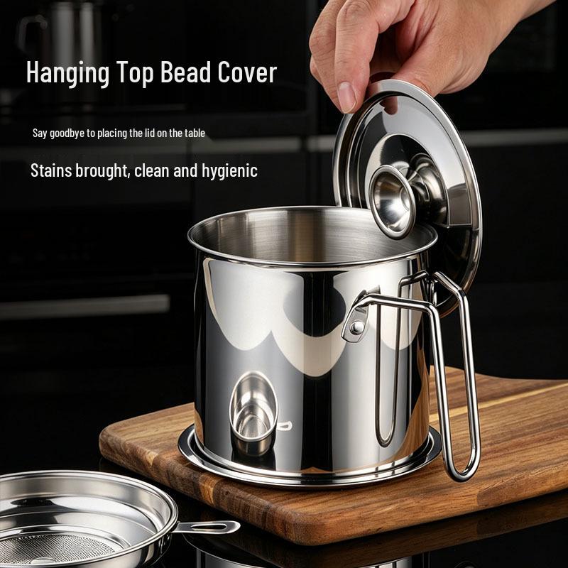Multi-purpose Stainless Steel Oil Filter Pot with Large Capacity for Kitchen