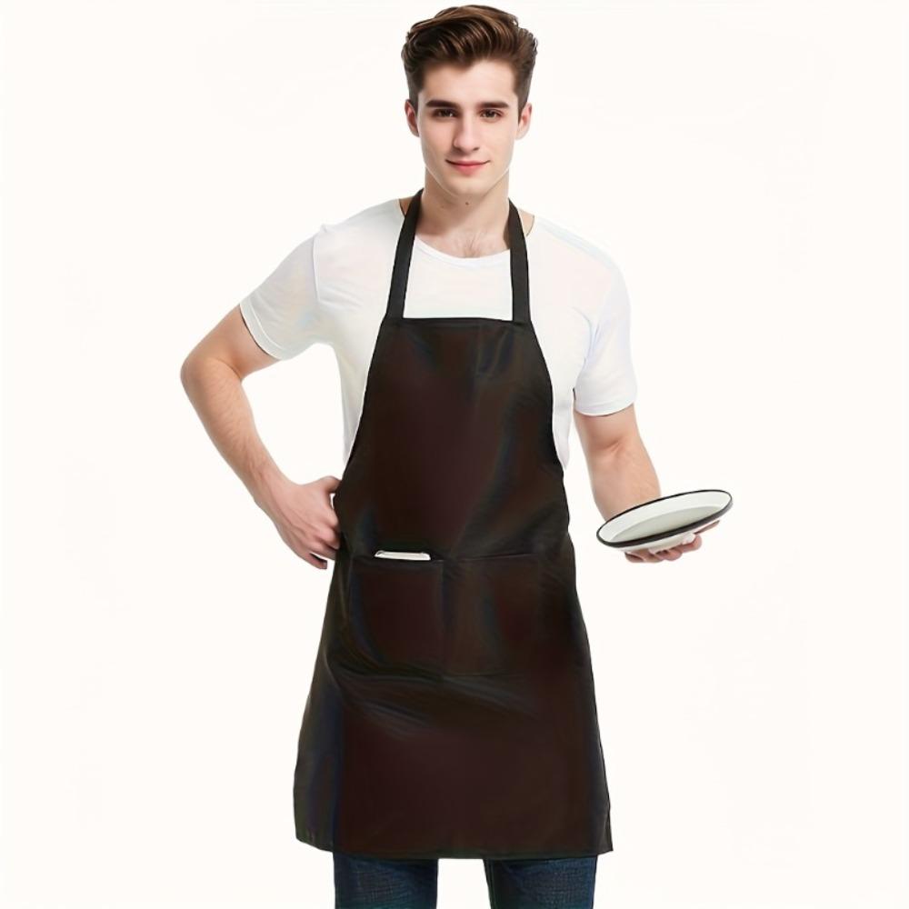 6PCS Tablier Mode Haut de Gamme Noir à Grande Poche, Tablier de Cuisine, Parfait pour la Cuisine, le Barbecue et les Activités en Plein Air