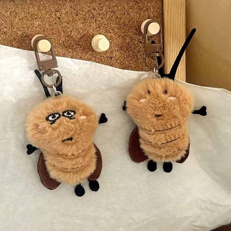 Cute Cartoon Cockroach Plush Keychain - Fun Animal Pendant for Schoolbags & Gifts