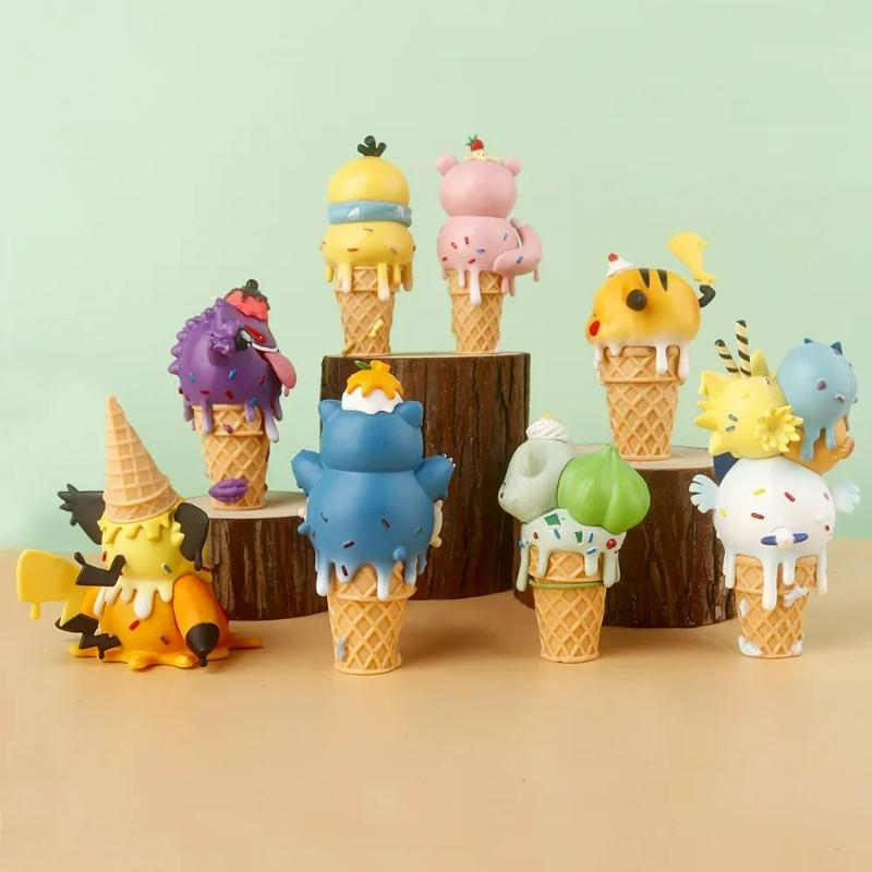 Cartoon Ice Cream Series Pikachu Snorlax Psyduck Gengar Anime Figure Toys Desktop Ornaments Collection Model