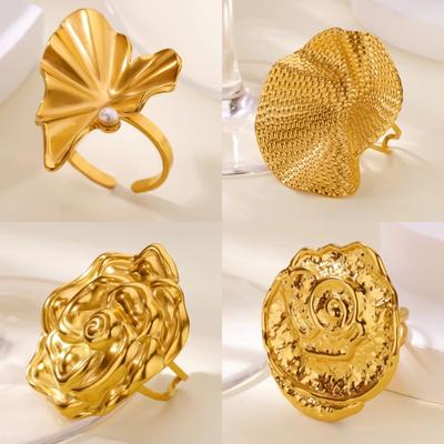 Stainless Steel Exaggerated Ring Women's Niche Design High-end Flower Love Ring Fashion Flower Jewelry