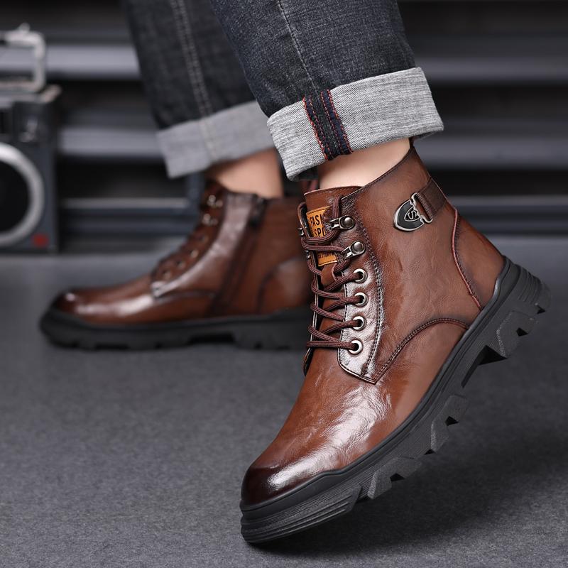 Fashion Men's Shoes Fashion Genuine Leather Men Boots Breathable High Top Shoes Outdoor Casual Men Winter Shoes Autumn Snow Boots Men