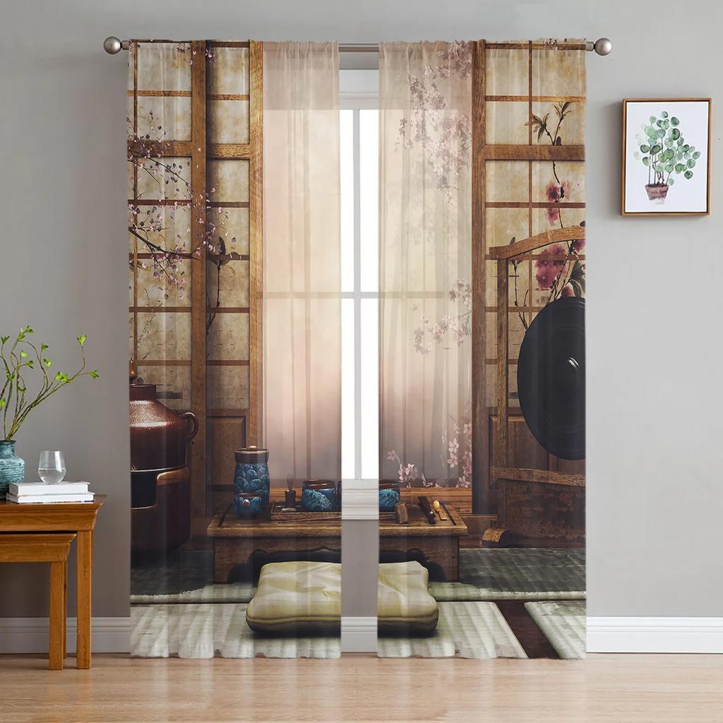 Scheunenholztür Bauernhof Vorhänge für Wohnzimmer Druck Transparenter Vorhang Schlafzimmer Fenster Sichtschutz Vorhangpaneele Jalousien Heimdeko