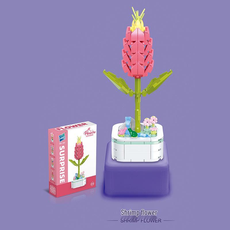 Kids' Educational Interlocking Building Blocks - Flower Potted Plant (Rose & Epiphyllum) Compatible with Top Building Block Models