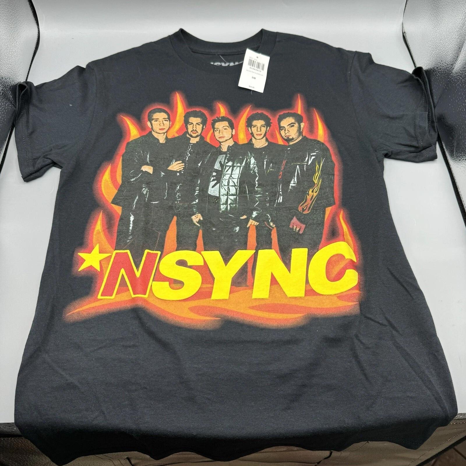 NSYNC T-Shirt Group Portrait Flames SMALL New L